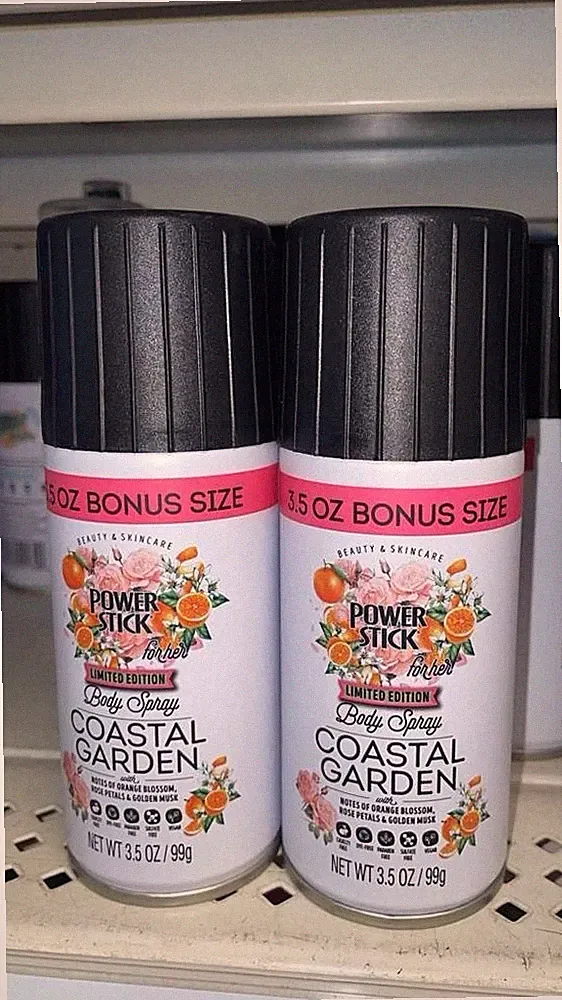 2 PK - Power Stick Body Spray Paradise Breeze / Amber & Vanilla Wood Scent