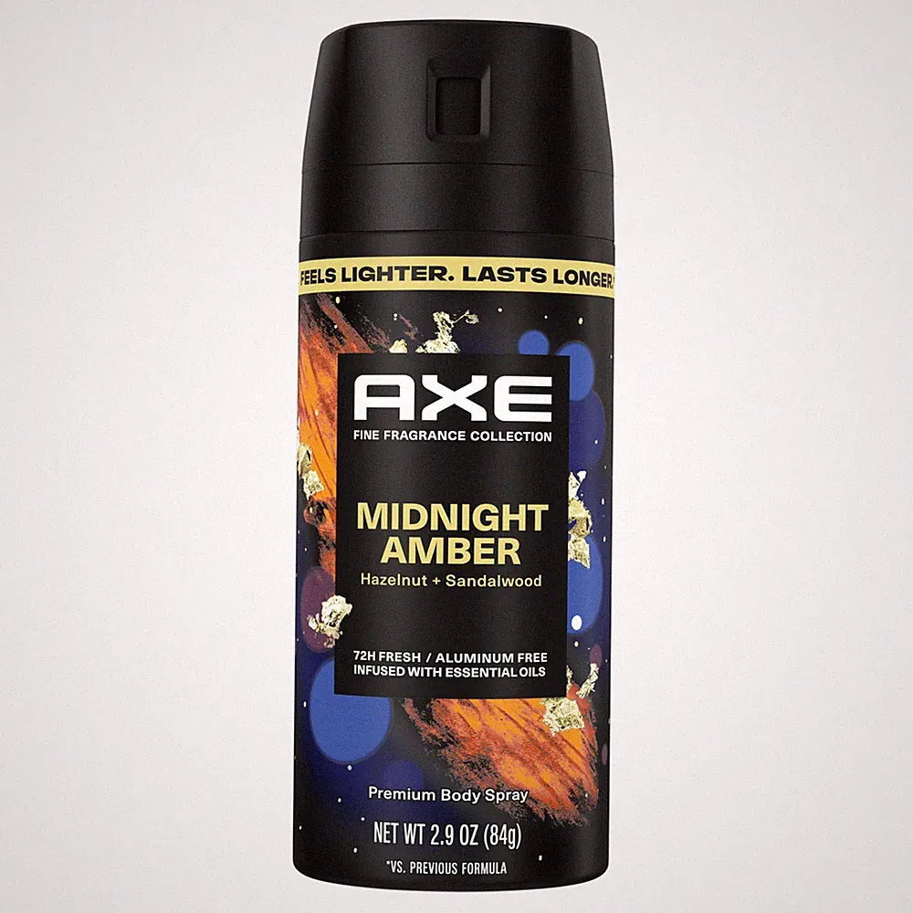 Body Spray Midnight Amber 72 Hour Freshness Aluminum Free 2.9oz AXE Fine