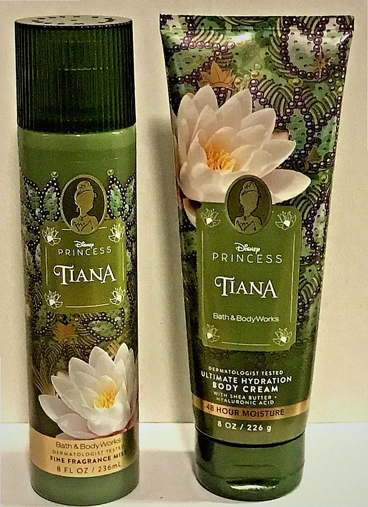 DISNEY PRINCESS TIANA FRAGRANCE MIST BODY CREAM 2 PC GIFT WRAP BATH BODY WORKS