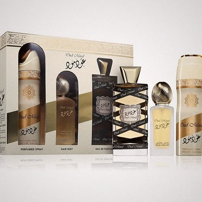 Lattafa Oud Mood Gift Set Eau De Parfum 3 Pcs 3.4oz Unisex Oriental Woody Scents