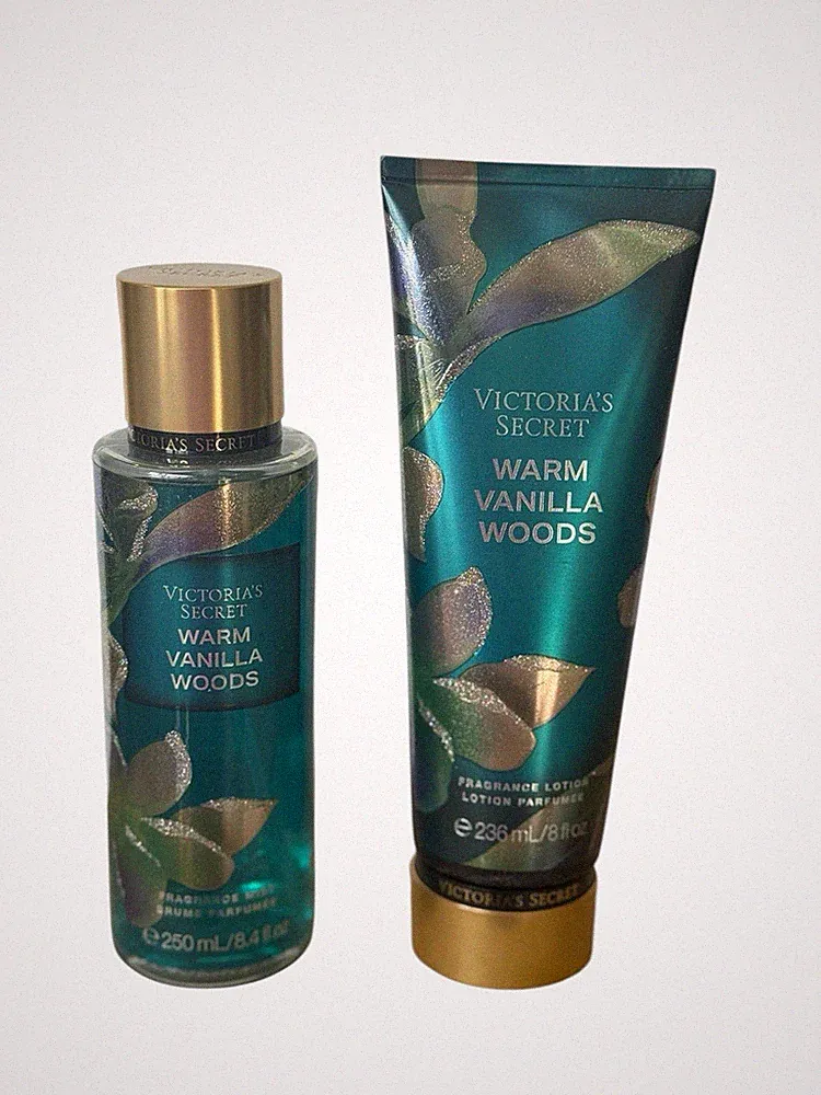 Victoria's Secret Warm Vanilla Woods (Pistachio)Fragrance Mist & Body Lotion Set
